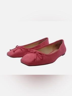 Women's Pink square toe minimalist Ballet Flats with Bow